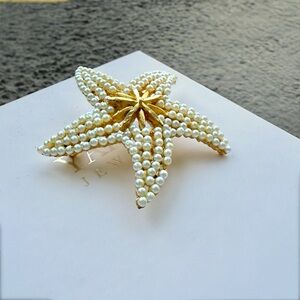 Gold and Pearl Starfish Brooch